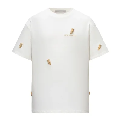 13DE MARZO Mini Flocked Bear T-shirt Beige