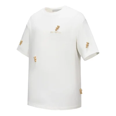 13DE MARZO Mini Flocked Bear T-shirt Beige
