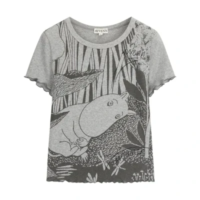 AVVENN X Moomin Forest Print Slim-Fit T-Shirt Grey