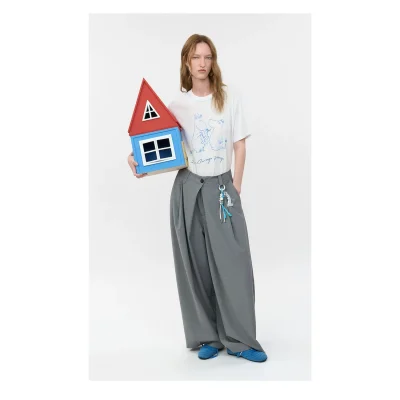 AVVENN X Moomin Blue Line Art Relaxed Tee White