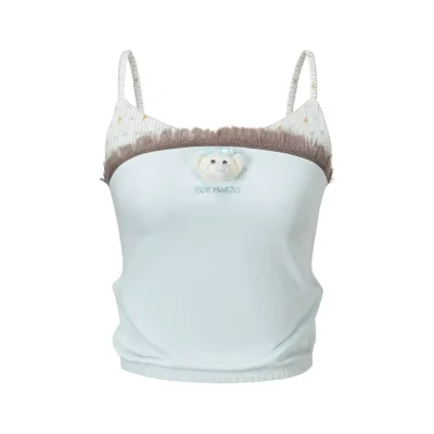 13DE MARZO Two-piece Style Fringe Camisole Blue