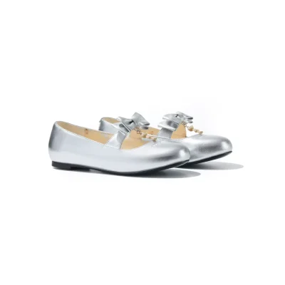 13DE MARZO Floral-Print Lined Ballet Flats Silver