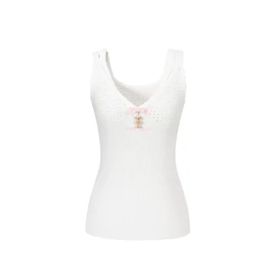 13DE MARZO Two-piece Style Lace-up Sleeveless Top White