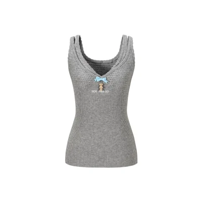 13DE MARZO Two-piece Style Lace-up Sleeveless Top Grey