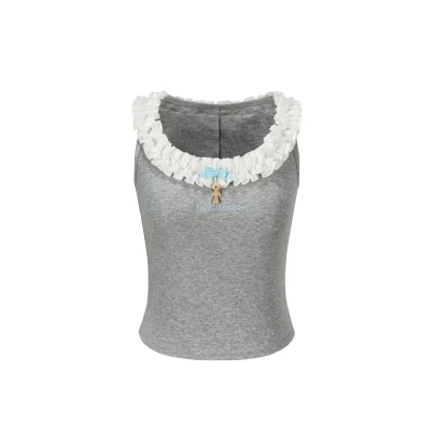 13DE MARZO Ruffle Collar Camisole Grey