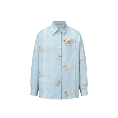13DE MARZO All-Over Floral Print Shirt Blue