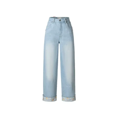 13DE MARZO Cuffed Wide-Leg Jeans Blue