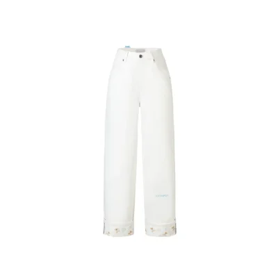 13DE MARZO Cuffed Wide-Leg Jeans White