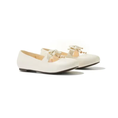 13DE MARZO Floral-Print Lined Ballet Flats White