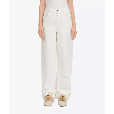 13DE MARZO Cuffed Wide-Leg Jeans White