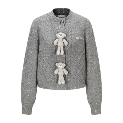 13DE MARZO Sequin Knit Cardigan Grey