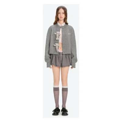 13DE MARZO Sequin Knit Cardigan Grey