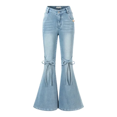 13DE MARZO Pencil Fit Mermaid Flare Pants Blue