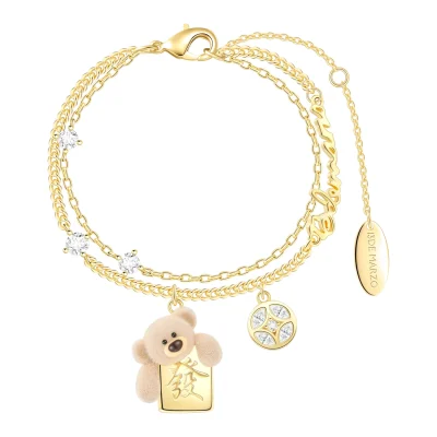 13DE MARZO Hope You Get Rich Mahjong Bear Bracelet