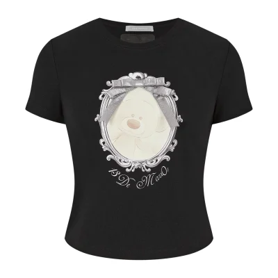 13DE MARZO Bear Magic Mirror Top Black