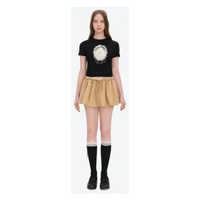 13DE MARZO Bear Magic Mirror Top Black