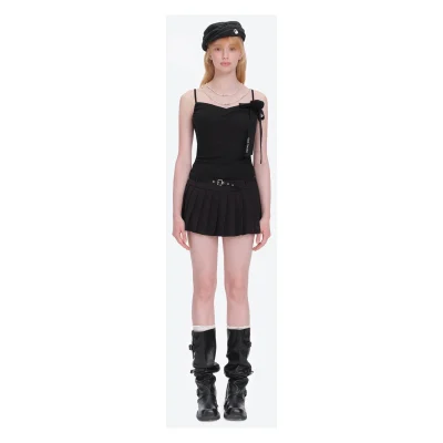 13DE MARZO Bear Shimmer Bow Camisole Black