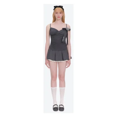 13DE MARZO Bear Shimmer Bow Camisole Grey