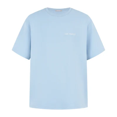 13DE MARZO Shimmer Logo Print Bear T-shirt Blue