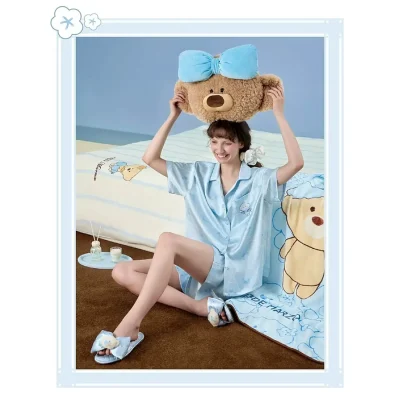 13DE MARZO All-over Bear Print Loungewear Set Blue