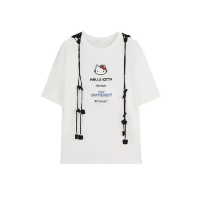 REVAN x Hello Kitty Beaded Crochet Hood T-Shirt White