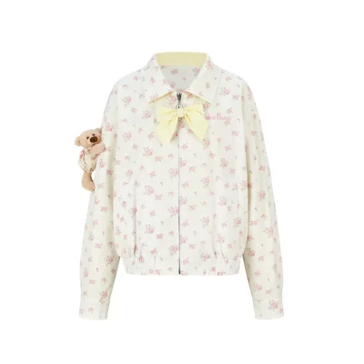13DE MARZO Reversible Floral Print Jacket Yellow