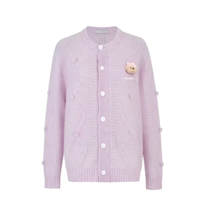 13DE MARZO Semi-Sheer Floral Cardigan Pink