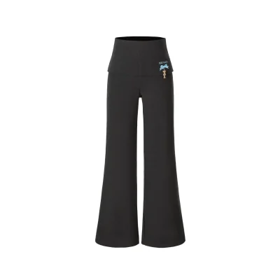 13DE MARZO Soft Wide-Leg Pants with Foldable Waistband Black