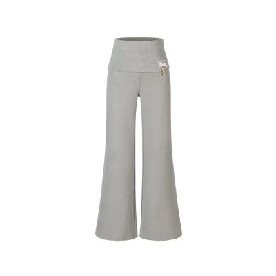13DE MARZO Soft Wide-Leg Pants with Foldable Waistband Grey