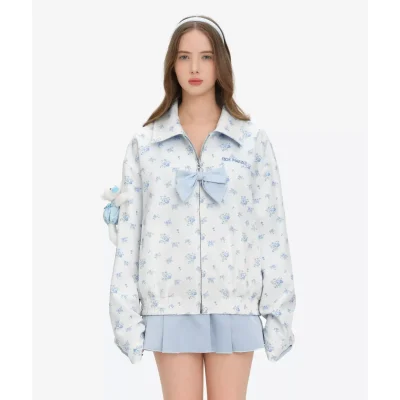 13DE MARZO Reversible Floral Print Jacket Blue