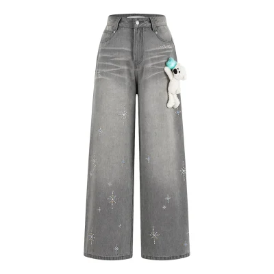 13DE MARZO Luminous Bear Star Jeans Grey