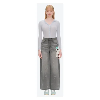 13DE MARZO Luminous Bear Star Jeans Grey