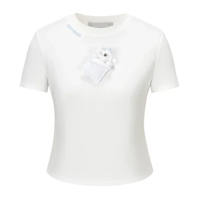 13DE MARZO Nighty Night Bear Tight Tee White
