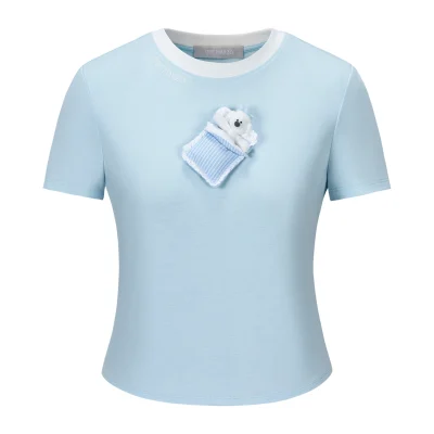 13DE MARZO Nighty Night Bear Tight Tee Blue