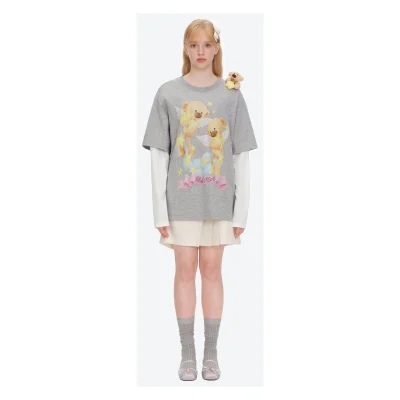 13DE MARZO Luminous Bear Sketch T-shirt Grey