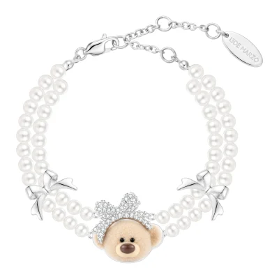 13DE MARZO Bow Bear Pearl Bracelet