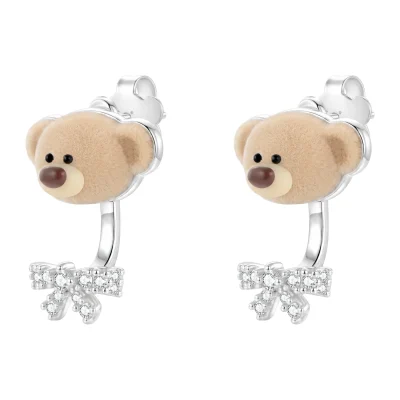 13DE MARZO Mini Bear Bow Tie Studs