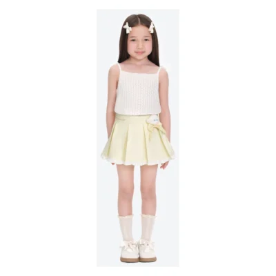 13DE MARZO BabyBear Pleated Skirt Yellow