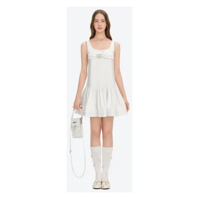 13DE MARZO Sleeveless Tulle Dress White
