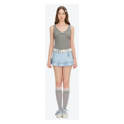 13DE MARZO Tiered Pleated Skort Blue