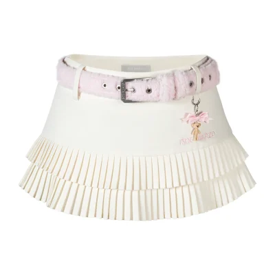 13DE MARZO Tiered Pleated Skort Beige