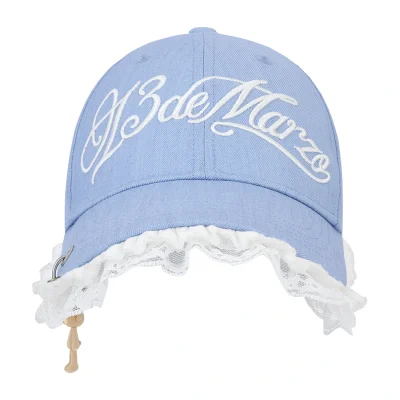 13DE MARZO Lace-Brim Baseball Cap Blue