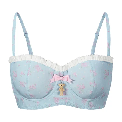 13DE MARZO Floral Print Strappy Corset Top Blue