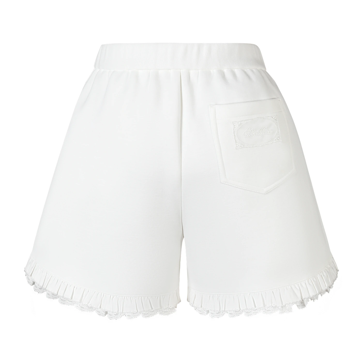 13DE MARZO Lace Trim Crop Sweatpants White - Image 6