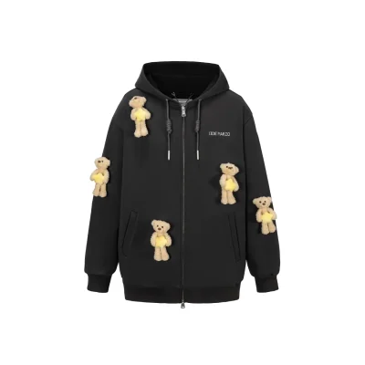 13DE MARZO Lumi Star Bear Zip Hoodie Dark Grey
