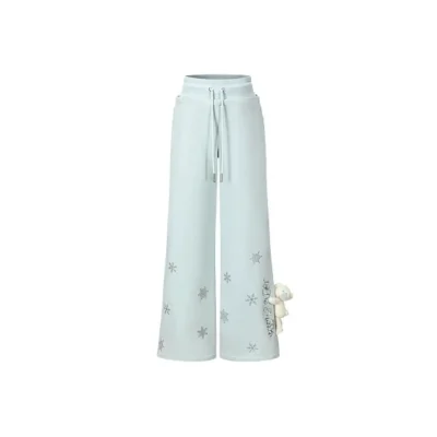 13DE MARZO Snow Bear Micro-Flare Sweatpants Blue