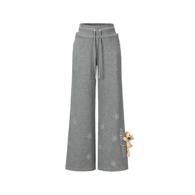 13DE MARZO Snow Bear Micro-Flare Sweatpants Grey