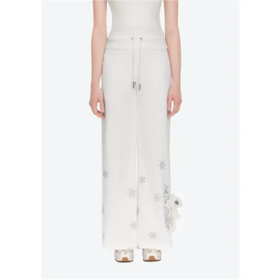 13DE MARZO Snow Bear Micro-Flare Sweatpants White