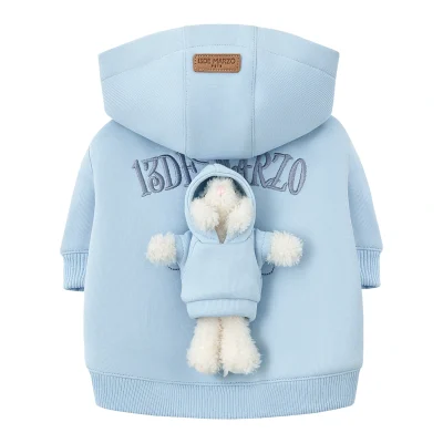 13DE MARZO Pet Plush Hoodie Blue
