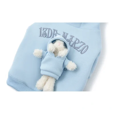 13DE MARZO Pet Plush Hoodie Blue